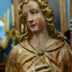 Coppia di statue in legno porta cero